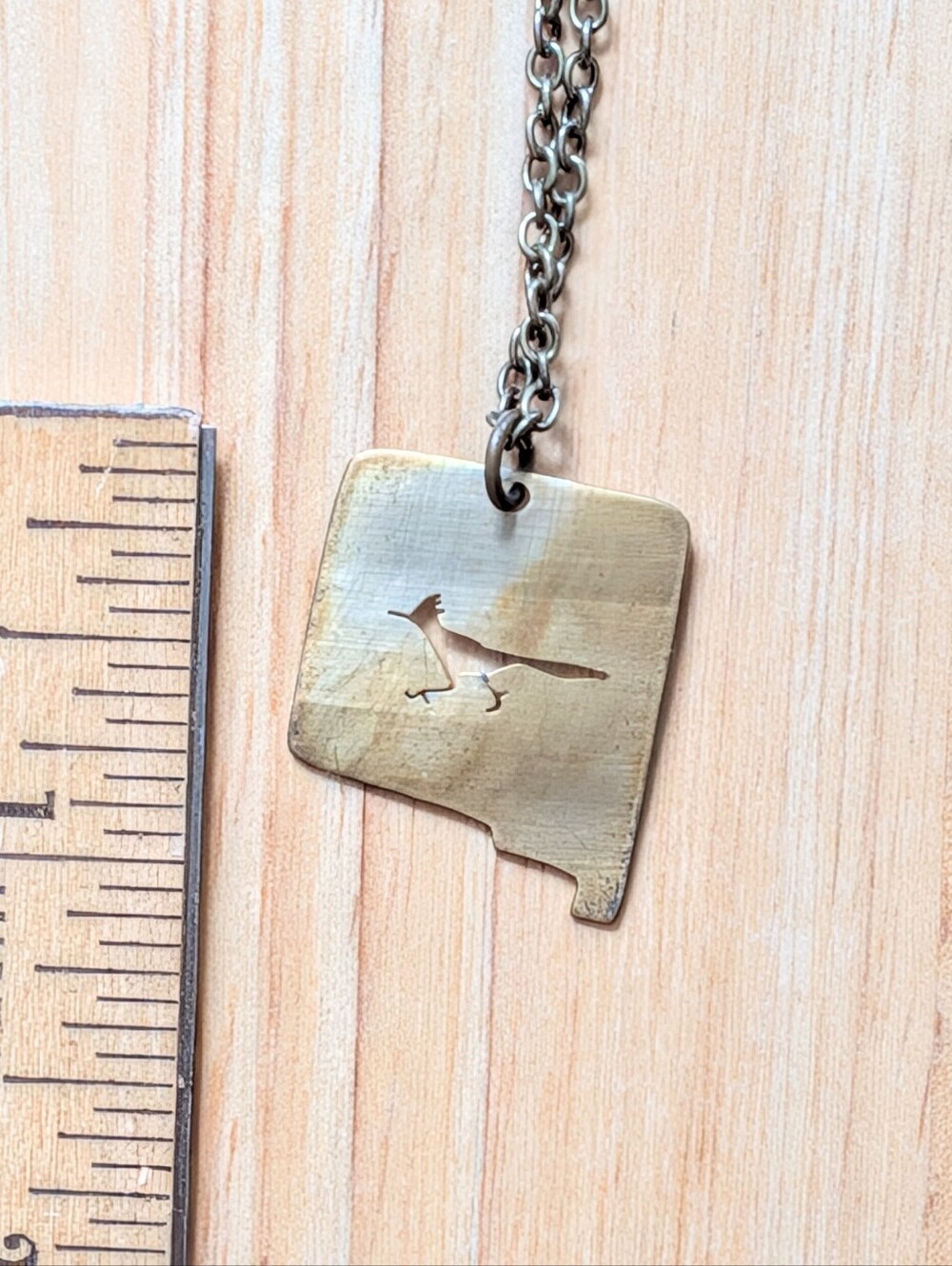New Mexico Metal Roadrunner Pendant Chain Necklace